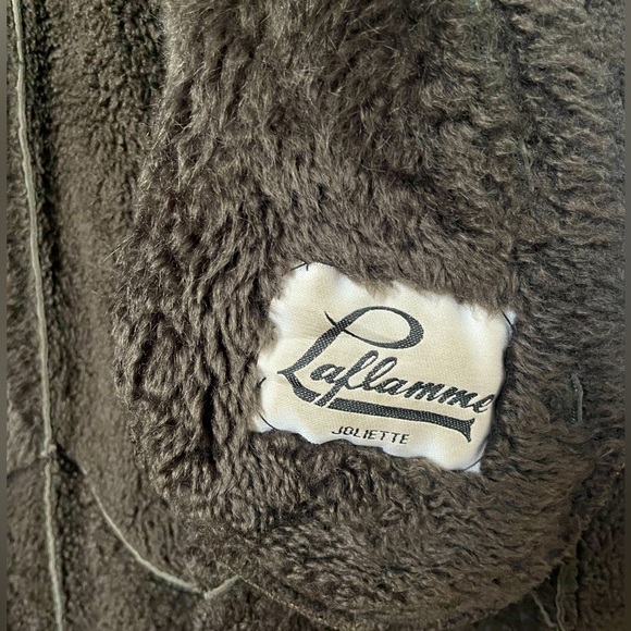 Vintage Christ Shearling Leather Sheepskin Sherpa Long Trench Coat Brown Boho - Picture 9 of 10